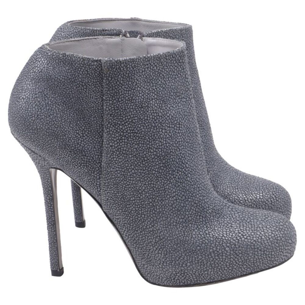 Sergio Rossi Ankle Boots in Grey Leather